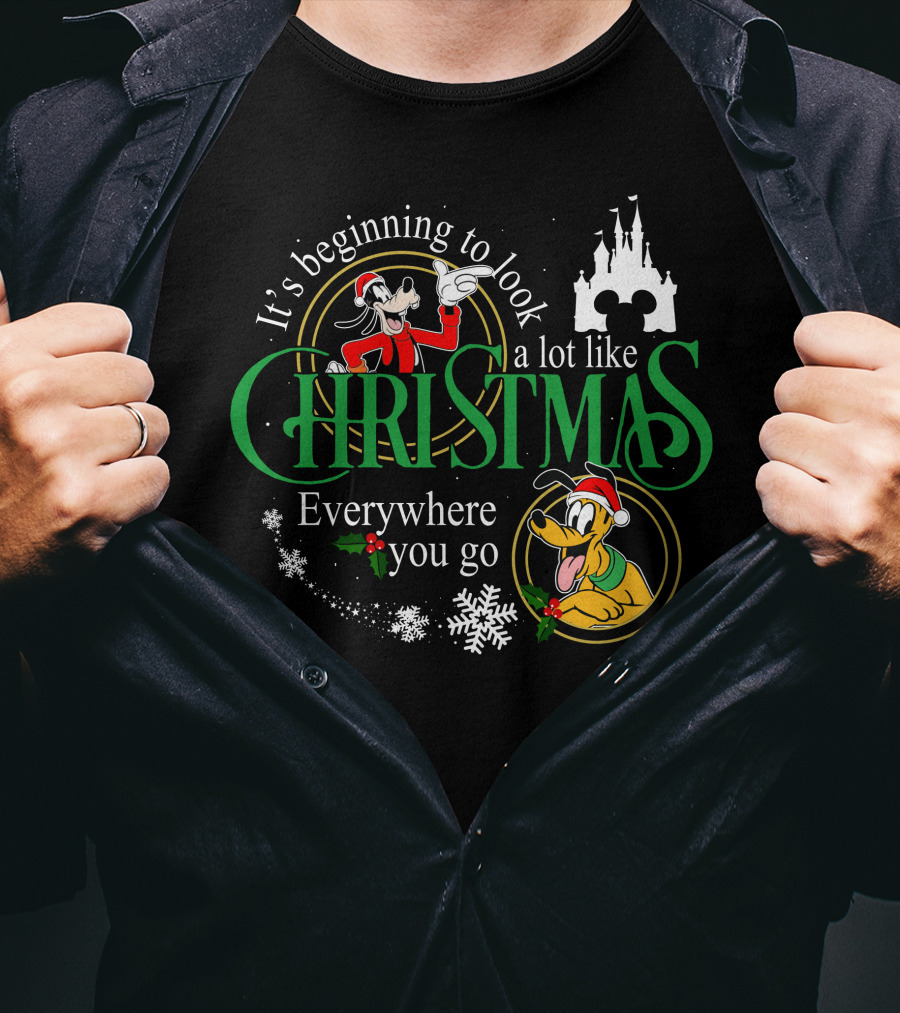 It's Beginning To Look A Lot Like Christmas Everywhere You Go Goofy Pluto T-Shirt