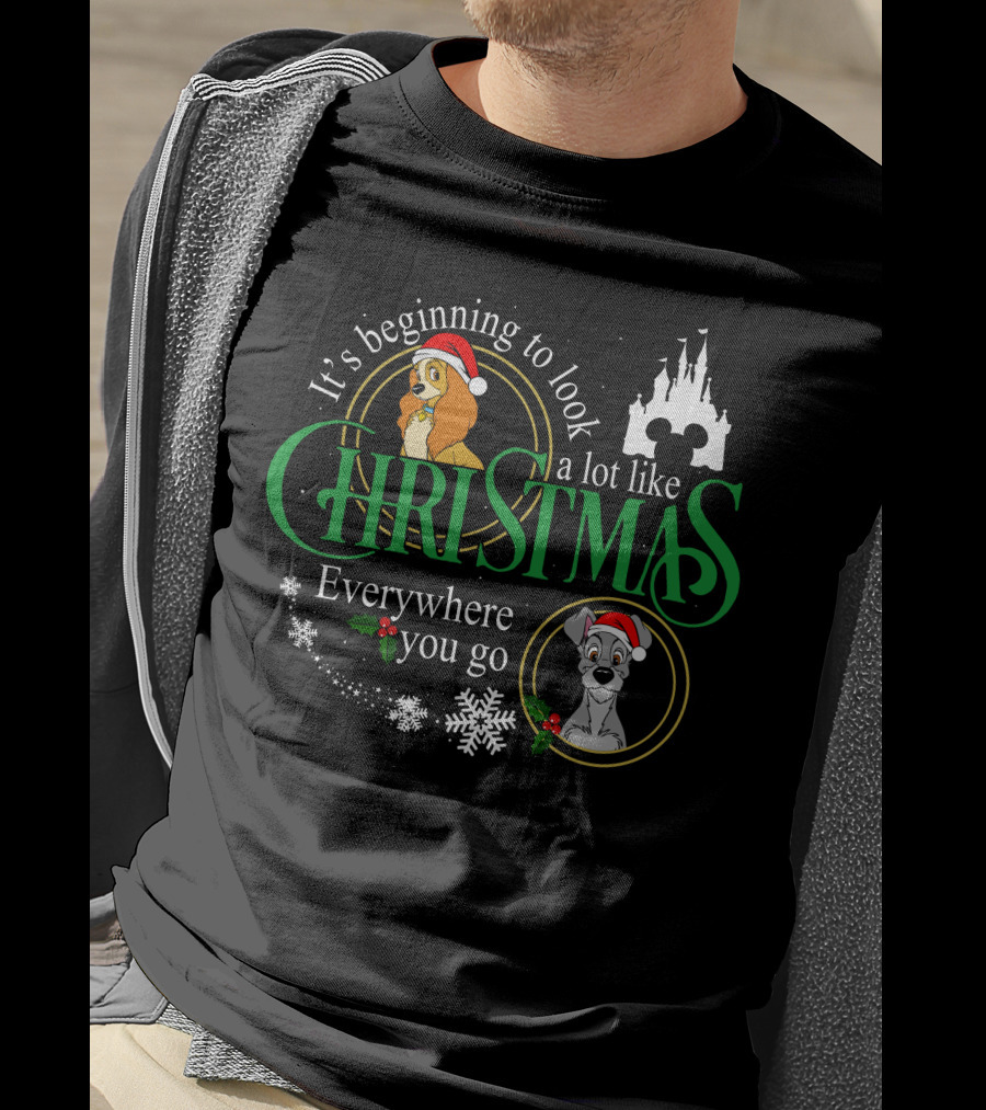 It's Beginning To Look A Lot Like Christmas Everywhere You Go Lady And The Tramp T-Shirt