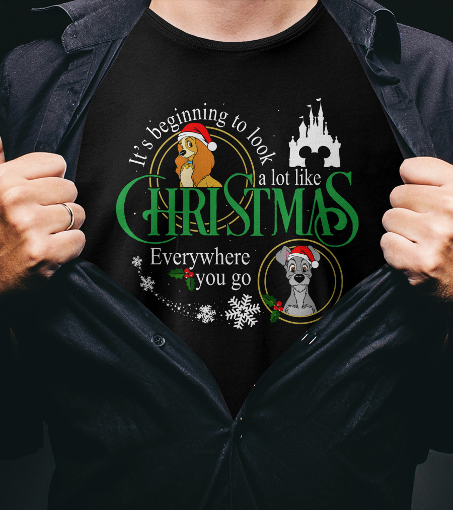 It's Beginning To Look A Lot Like Christmas Everywhere You Go Lady And The Tramp T-Shirt