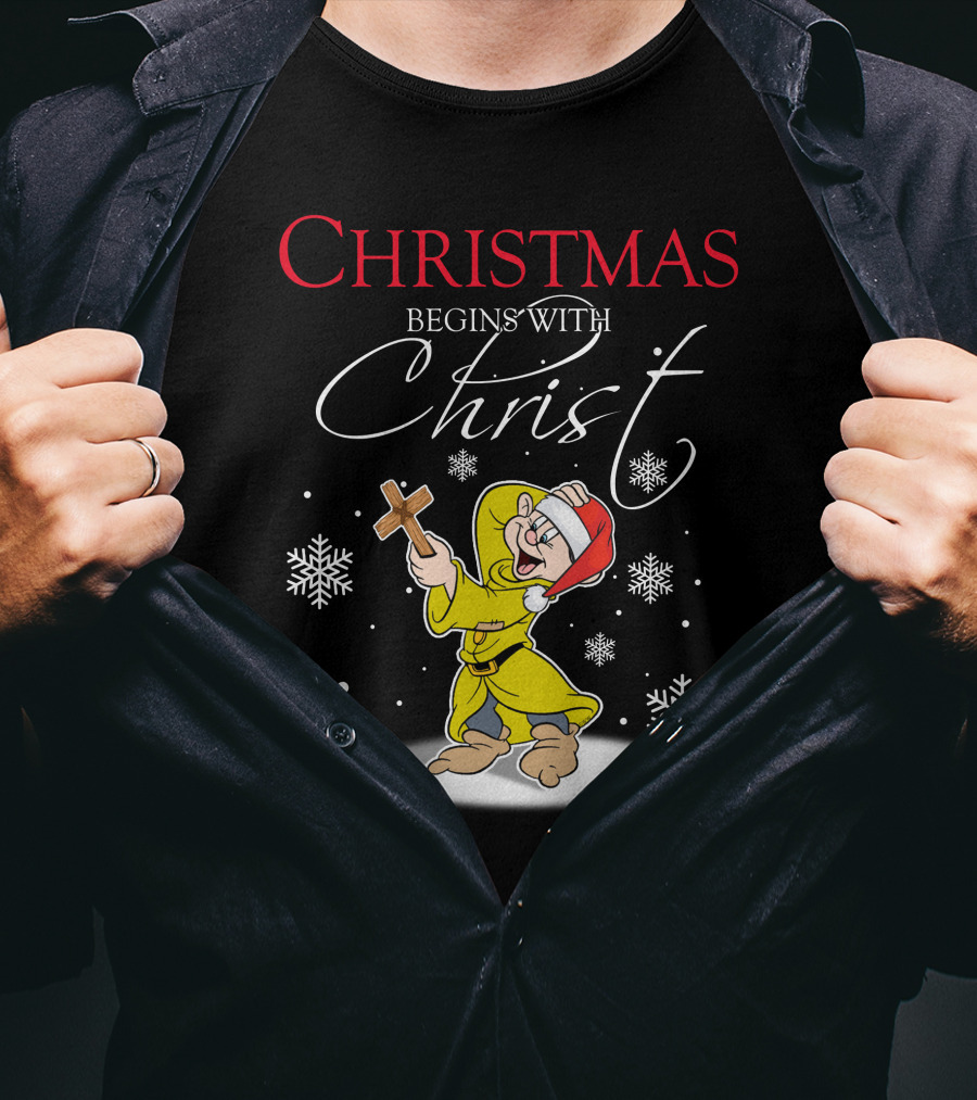 Christmas Begins With Christ Dopey Snowflakes T-Shirt
