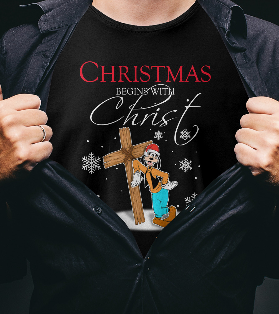 Christmas Begins With Christ Goofy Snowflakes T-Shirt