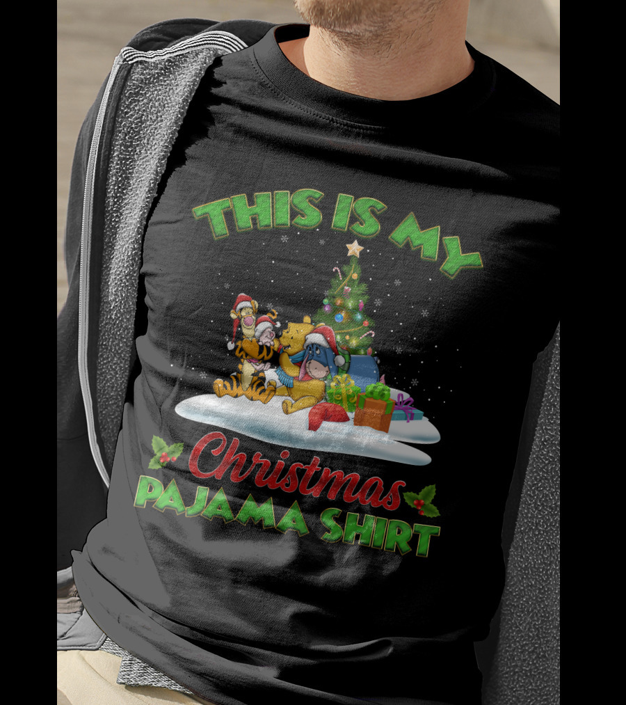 This Is My Christmas Pajama Shirt Winnie The Pooh Tigger Eeyore Christmas Tree T-Shirt