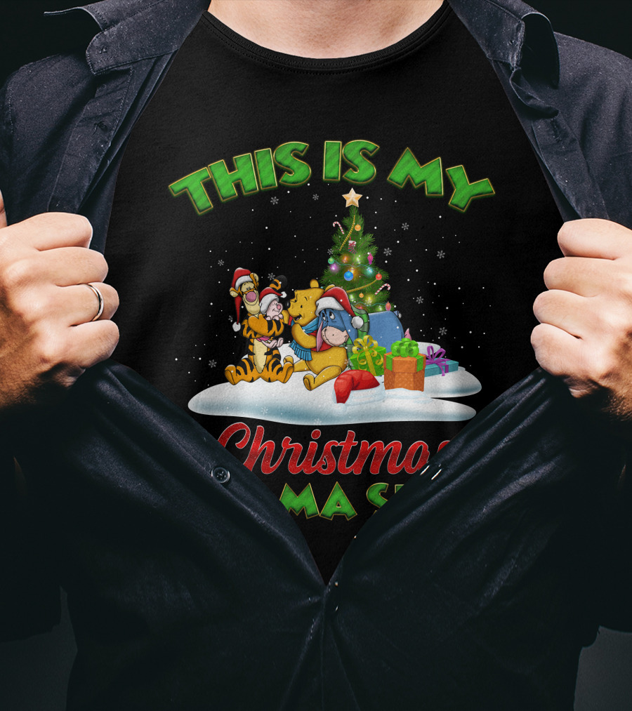 This Is My Christmas Pajama Shirt Winnie The Pooh Tigger Eeyore Christmas Tree T-Shirt