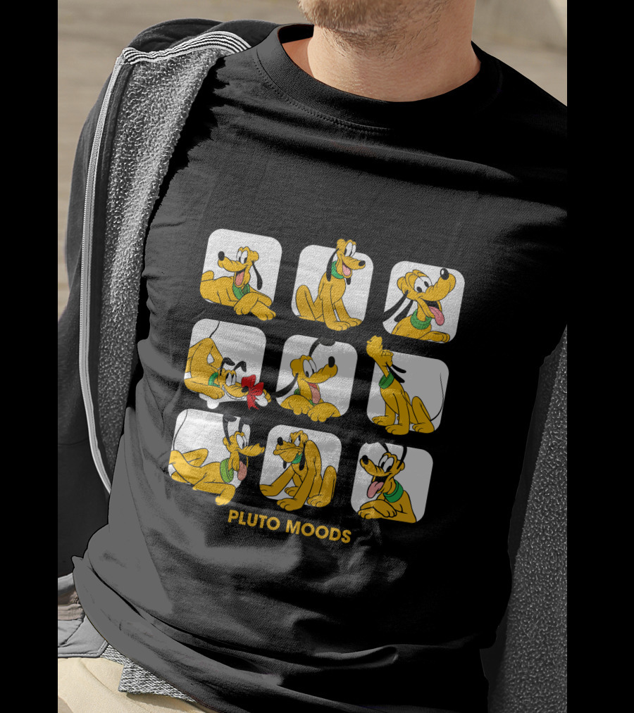 Pluto Moods Cartoon Character Expressions Collection T-Shirt