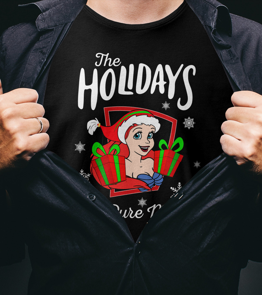 The Holidays Are Pure Magic Snowflakes Presents Santa Hat T-Shirt