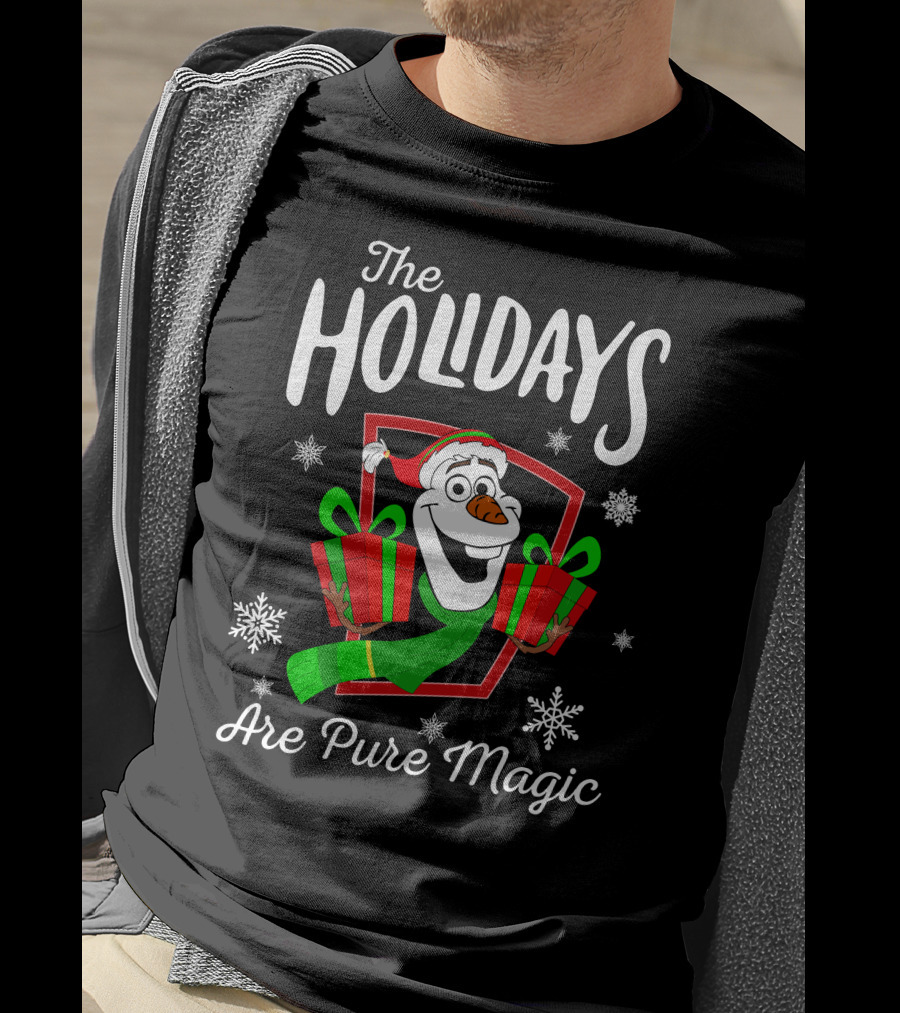 The Holidays Are Pure Magic Olaf Snowman With Gifts T-Shirt