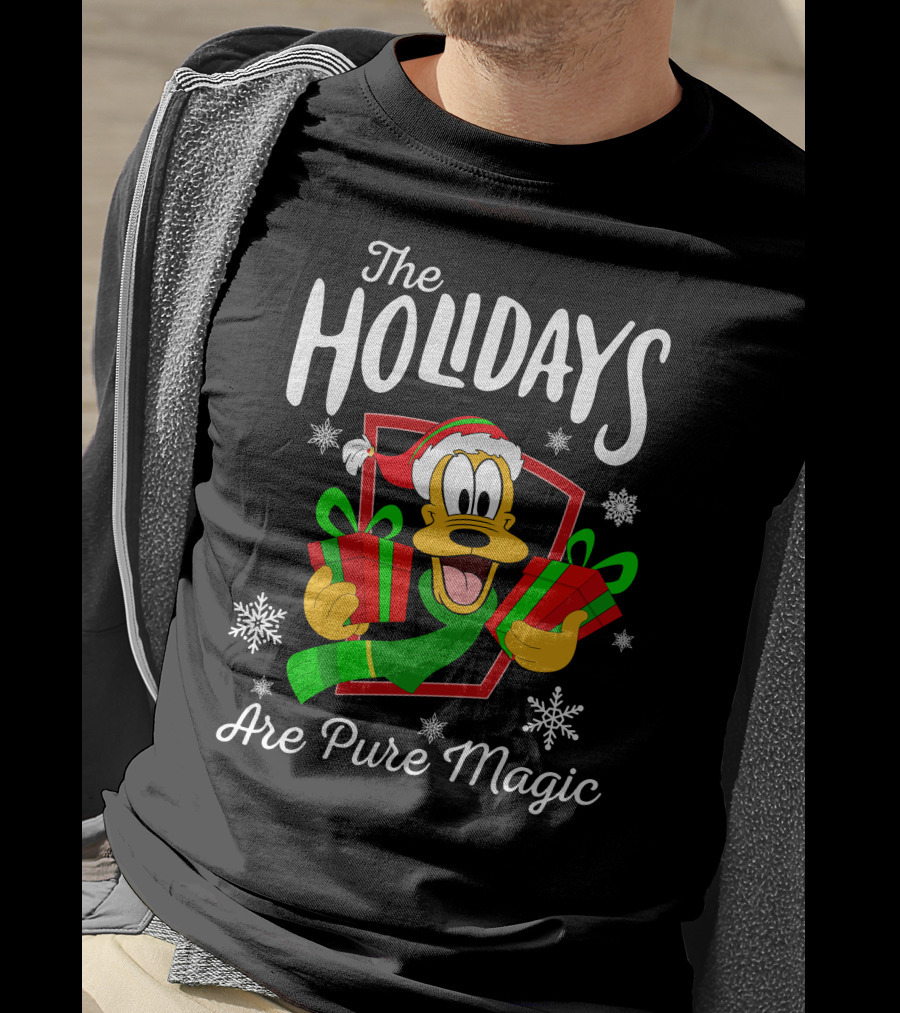 Pluto The Holidays Are Pure Magic Christmas Disney T-Shirt