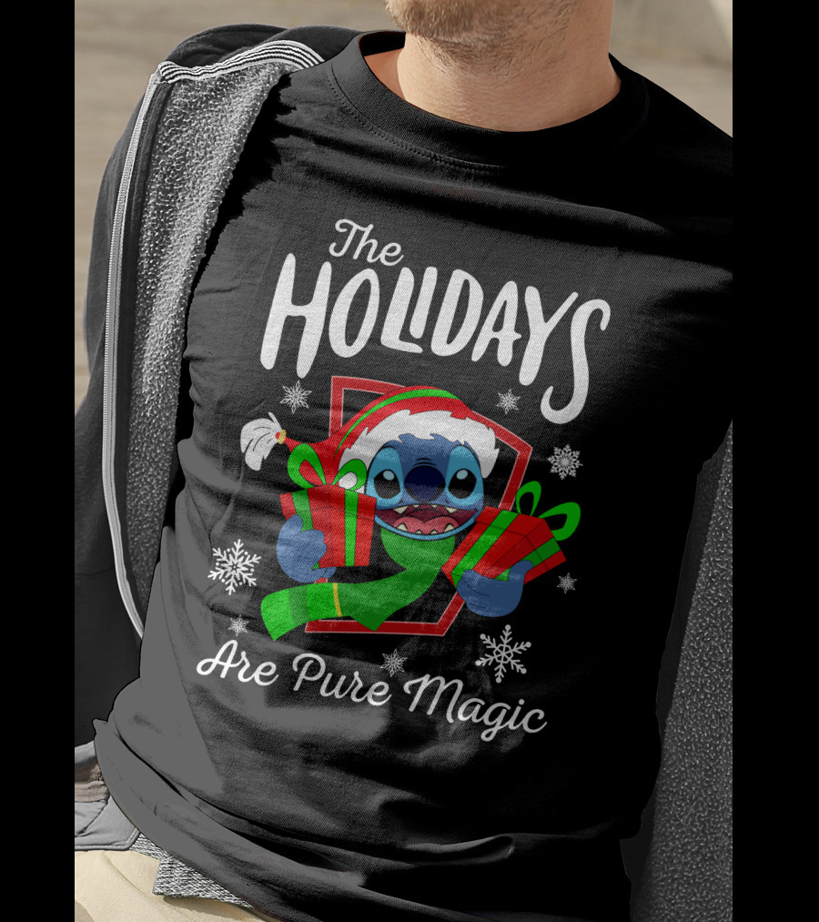 The Holidays Are Pure Magic Stitch Christmas Snowflakes Gifts T-Shirt