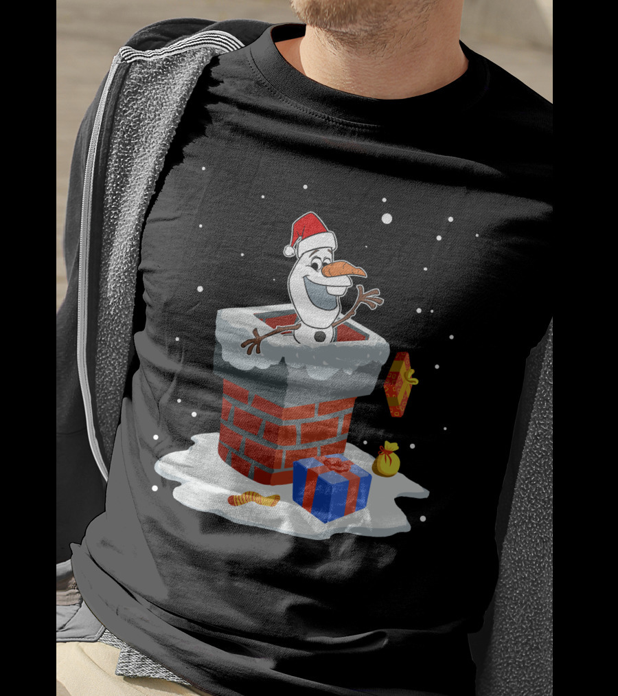 Olaf Santa Chimney Surprise Christmas Snowman T-Shirt