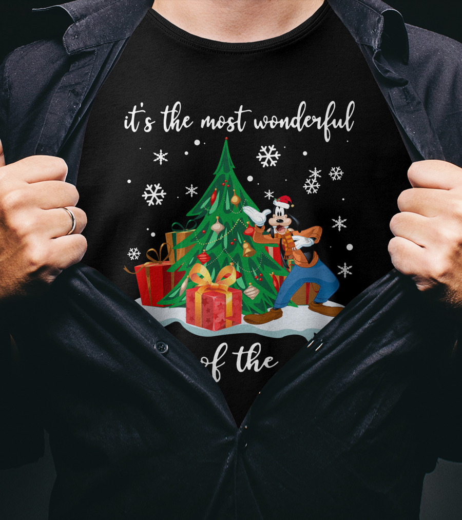 It's The Most Wonderful Time Of The Year Goofy Christmas Tree Snowflakes T-Shirt