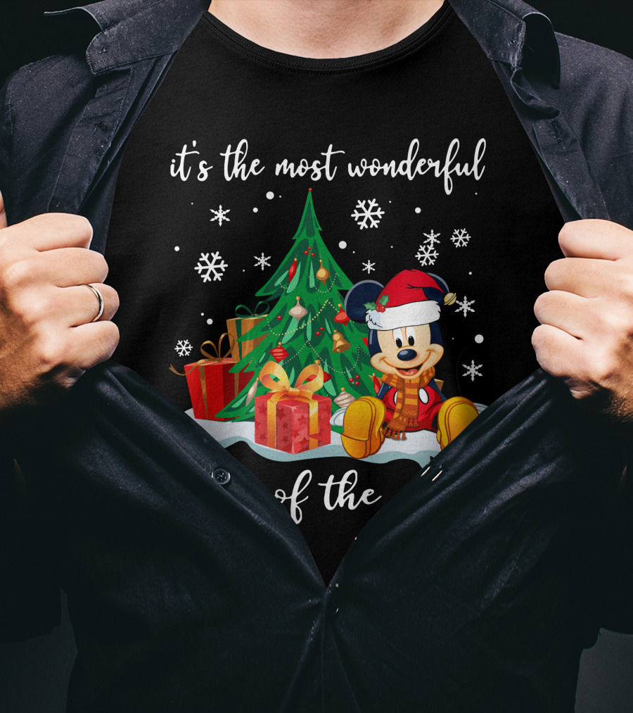It's The Most Wonderful Time Of The Year Mickey Christmas Tree Gifts Snowflakes T-Shirt