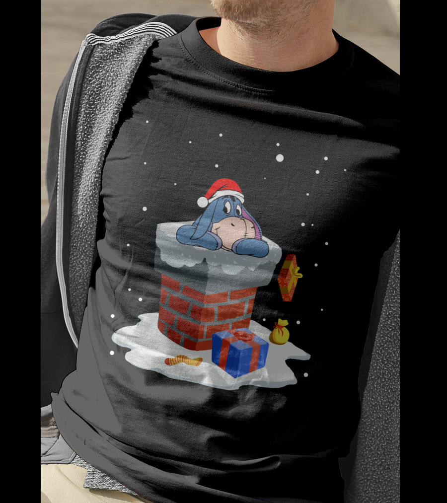 Eeyore Christmas Santa Hat Chimney Presents T-Shirt