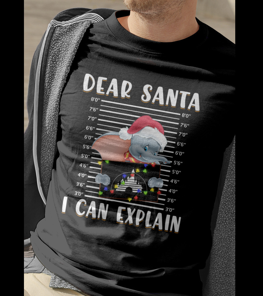 Dear Santa I Can Explain Dumbo Mugshot Christmas T-Shirt
