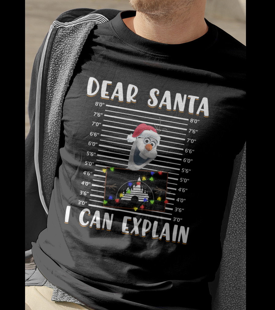 Dear Santa Olaf I Can Explain Christmas Disney Mugshot T-Shirt