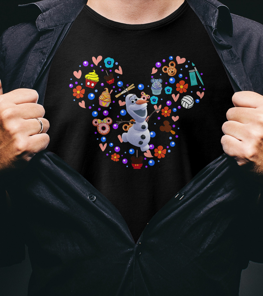 Olaf Disney Mickey Mouse Treats And Flowers T-Shirt