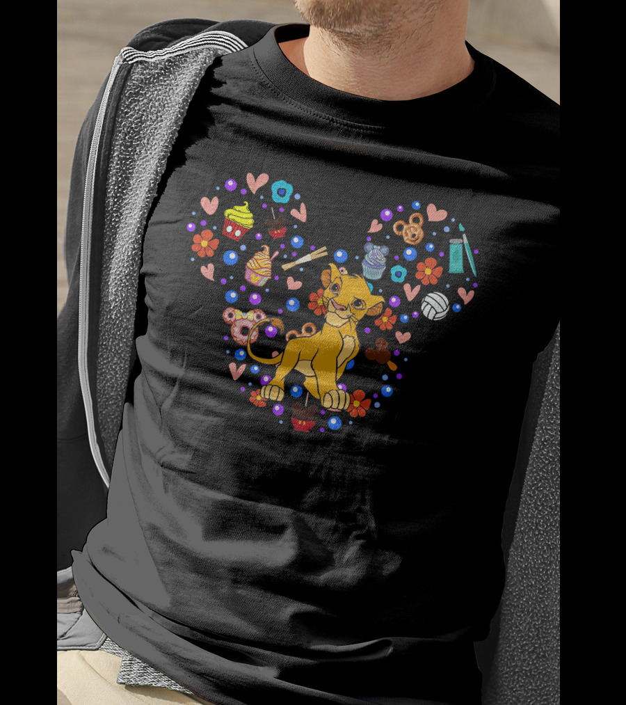 Simba Heart With Snacks And Hearts T-Shirt