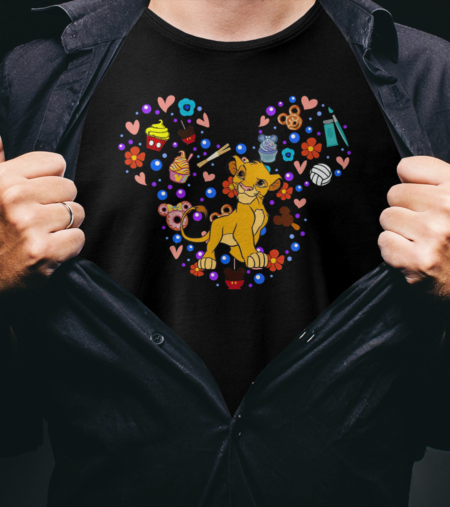 Simba Heart With Snacks And Hearts T-Shirt