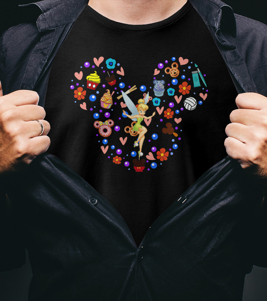 Tinker Bell Disney Mickey Mouse Icon With Cupcakes And Coffee T-Shirt