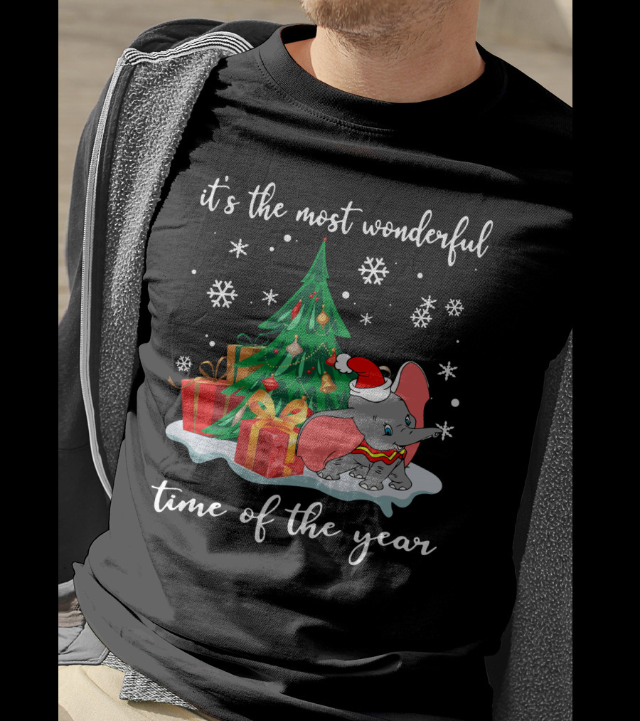 It's The Most Wonderful Time Of The Year Dumbo Christmas Tree Snowflakes T-Shirt