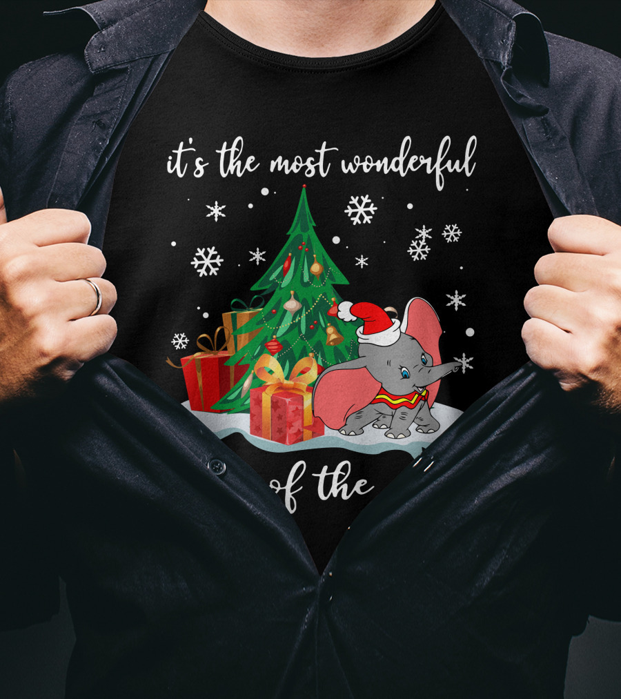 It's The Most Wonderful Time Of The Year Dumbo Christmas Tree Snowflakes T-Shirt