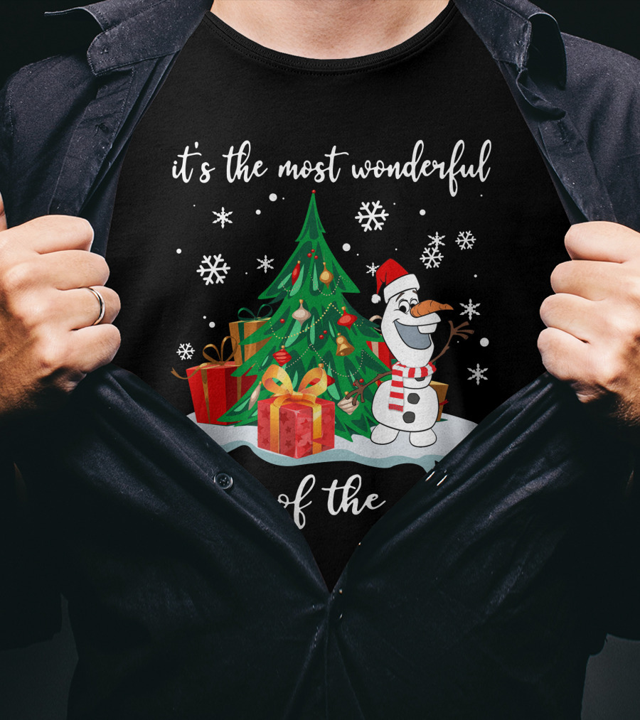 It's The Most Wonderful Time Of The Year Olaf Christmas Tree Snowman T-Shirt