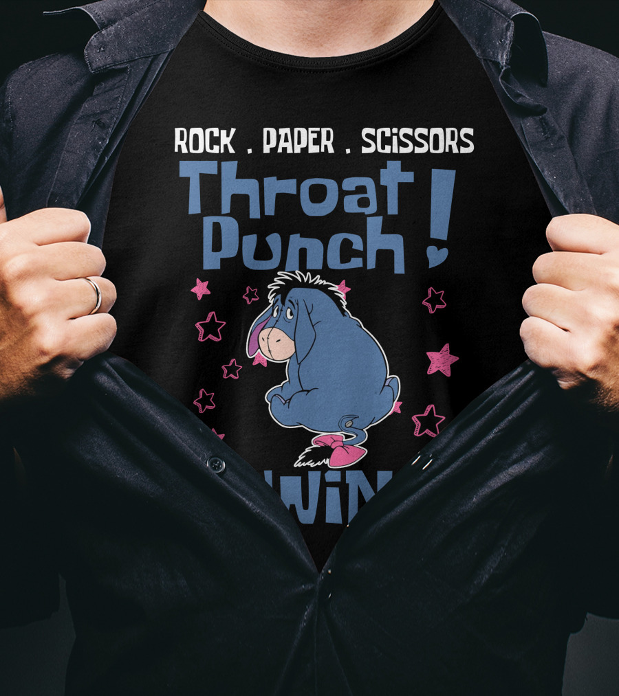 Rock Paper Scissors Throat Punch I Win Eeyore T-Shirt