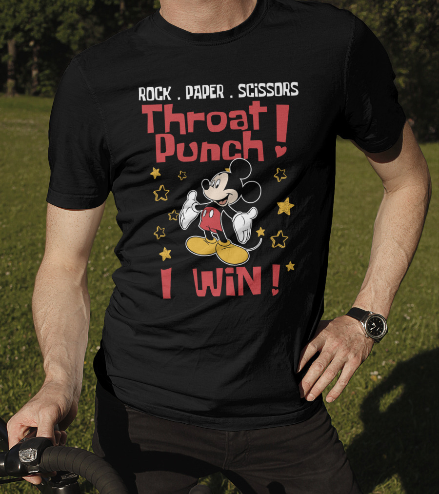 Rock Paper Scissors Throat Punch I Win Mickey T-Shirt