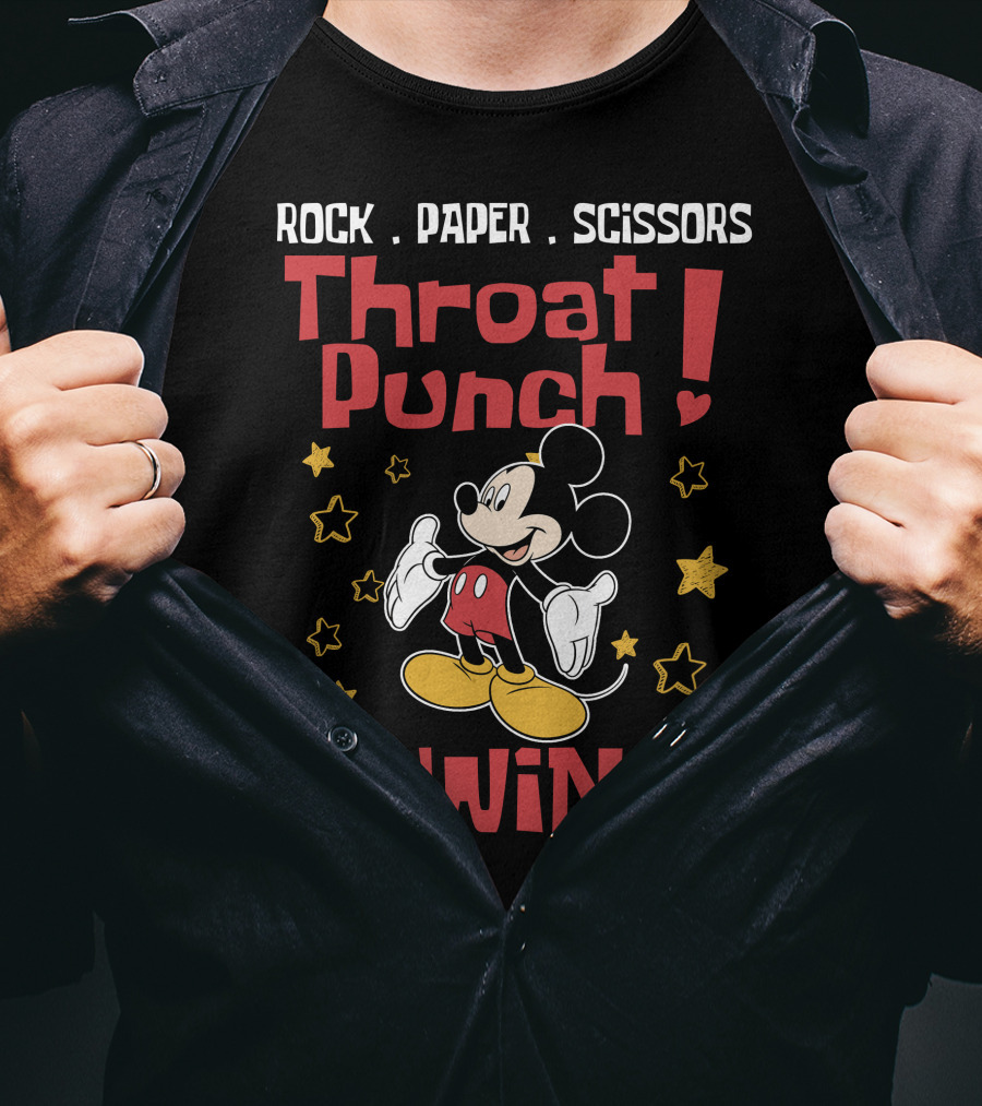 Rock Paper Scissors Throat Punch I Win Mickey T-Shirt