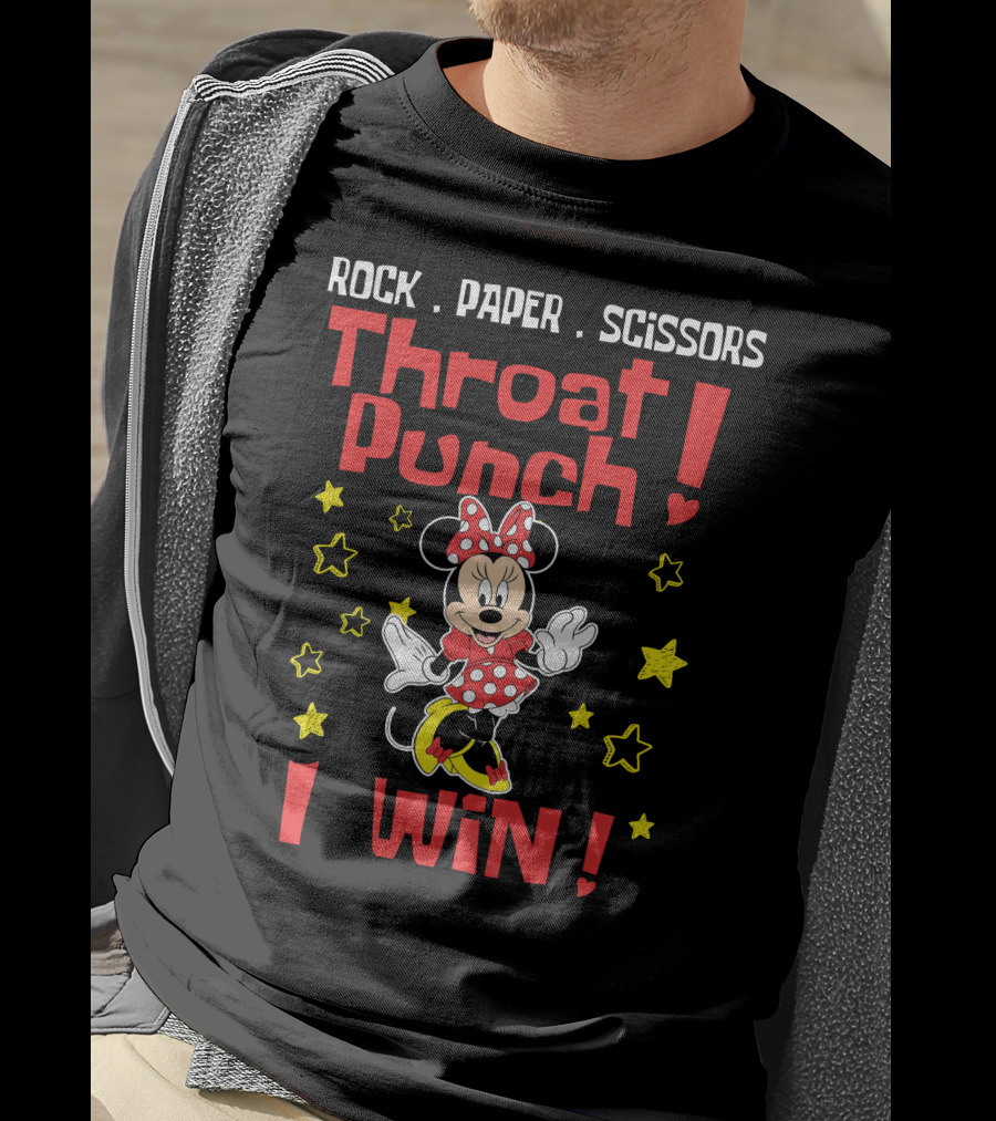 Rock Paper Scissors Throat Punch I Win Minnie Mouse T-Shirt