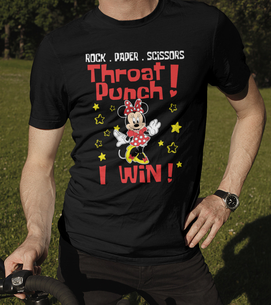 Rock Paper Scissors Throat Punch I Win Minnie Mouse T-Shirt