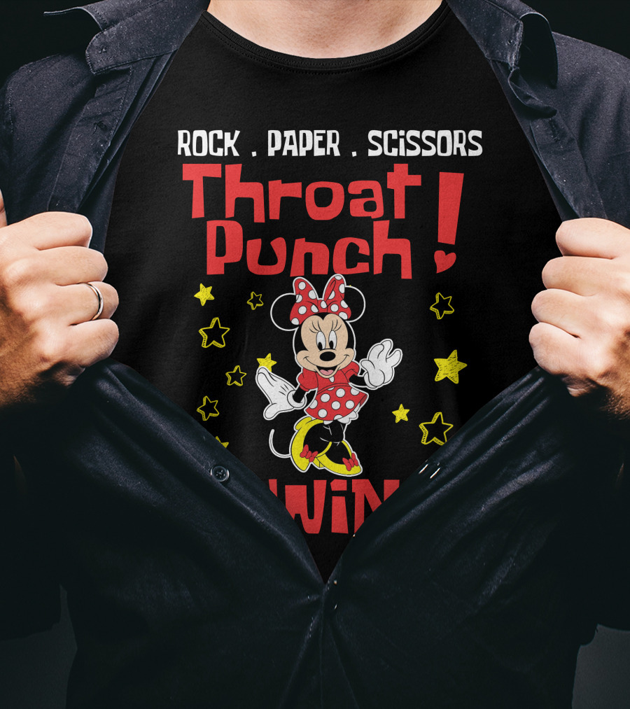 Rock Paper Scissors Throat Punch I Win Minnie Mouse T-Shirt