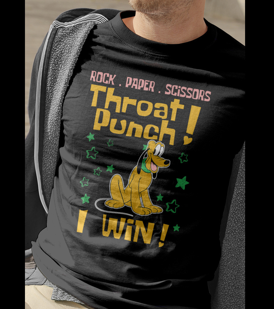 Rock Paper Scissors Throat Punch I Win Pluto Stars T-Shirt