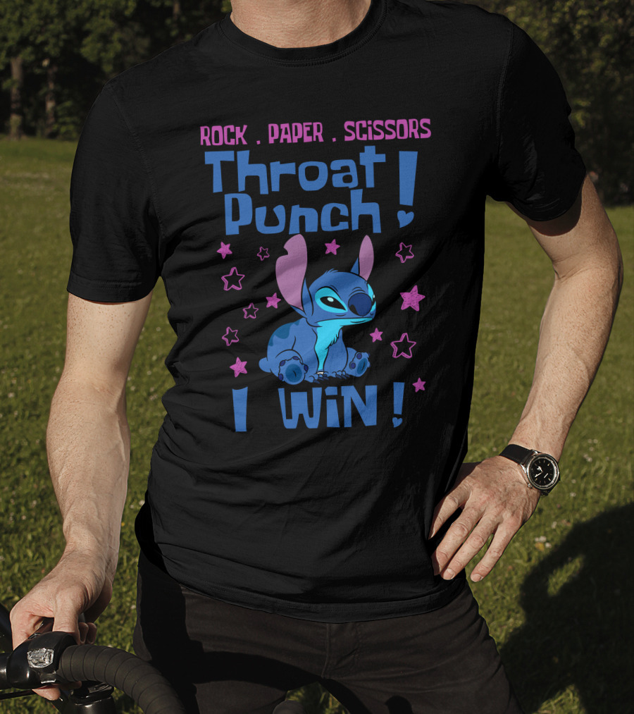Rock Paper Scissors Throat Punch I Win Stitch T-Shirt