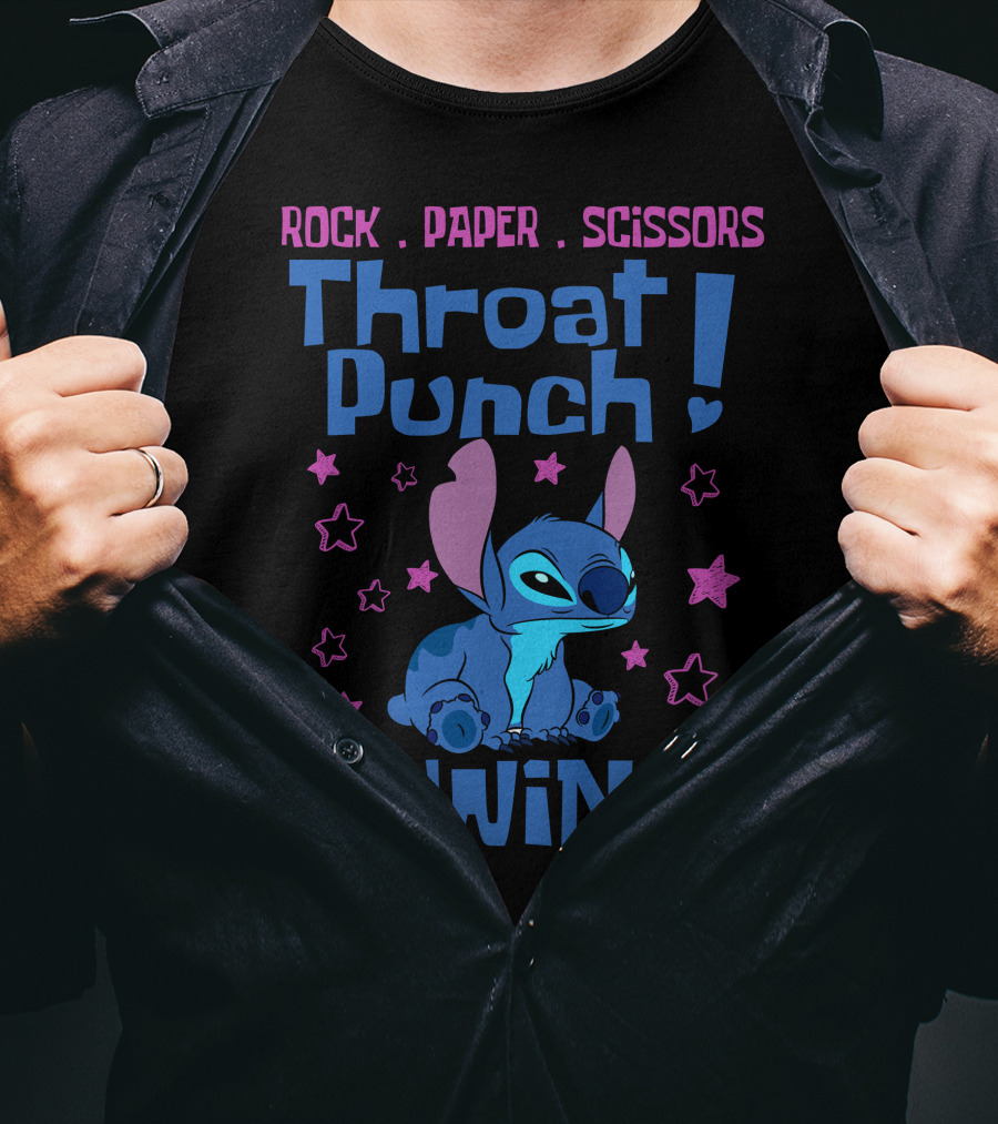 Rock Paper Scissors Throat Punch I Win Stitch T-Shirt
