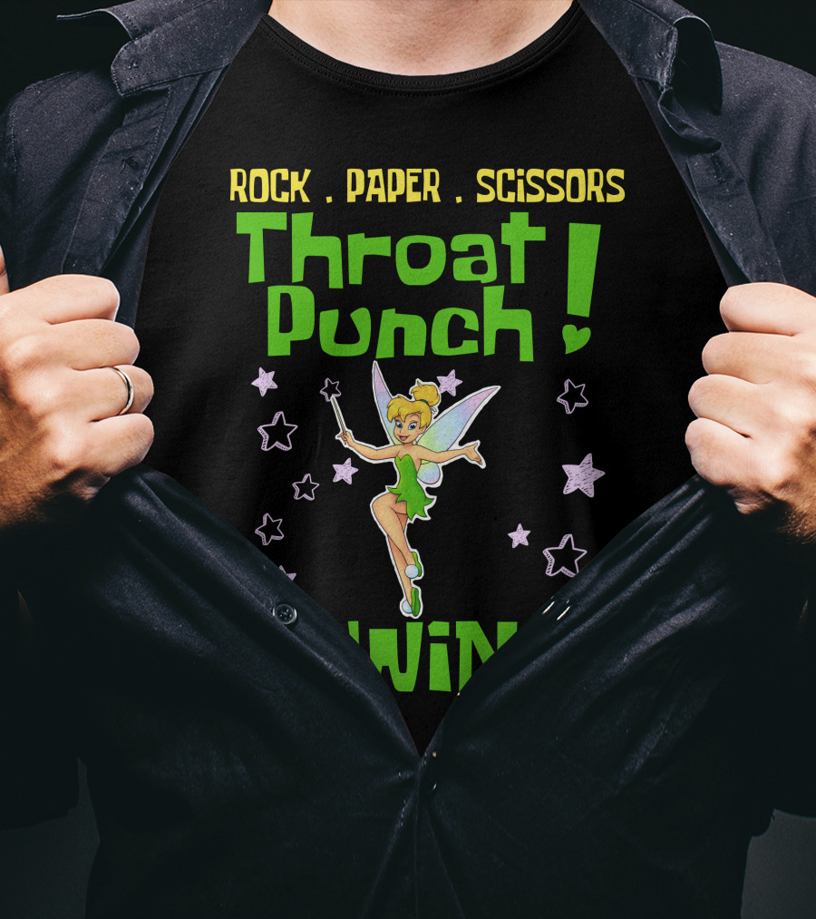 Rock Paper Scissors Throat Punch I Win Tinker Bell T-Shirt