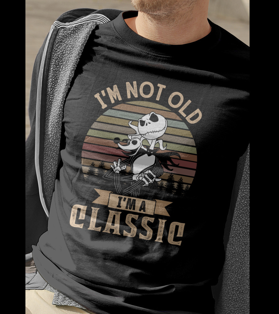 I'M NOT OLD I'M A CLASSIC Jack Skellington Vintage Sunset Forest T-Shirt
