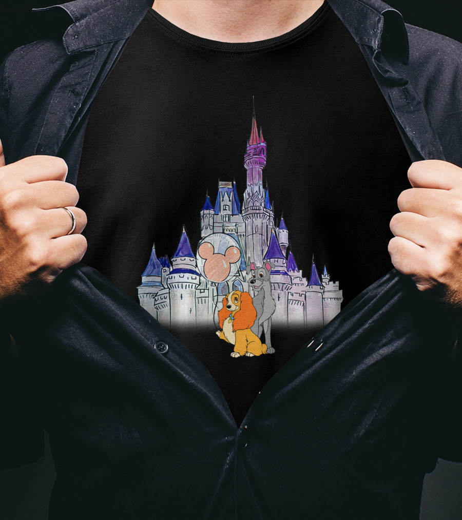 Lady And The Tramp Disney Castle Magic Balloon T-Shirt