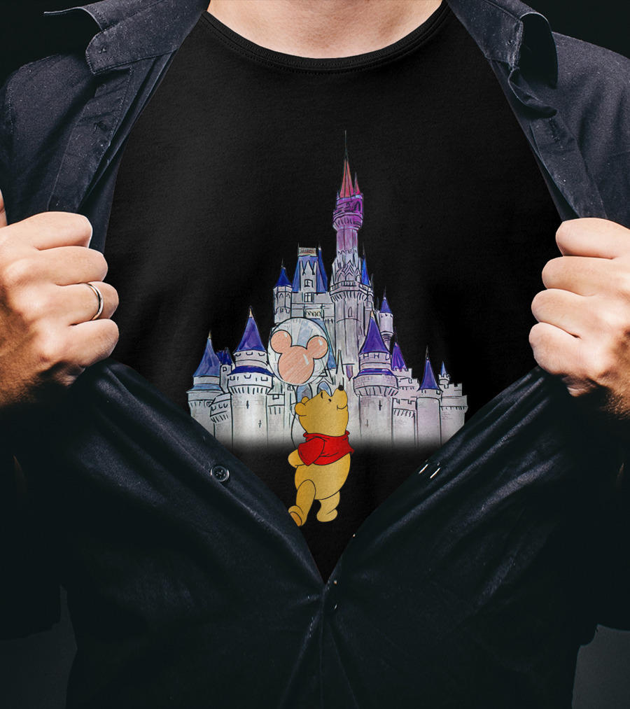 Winnie The Pooh Mickey Balloon Disney Castle T-Shirt