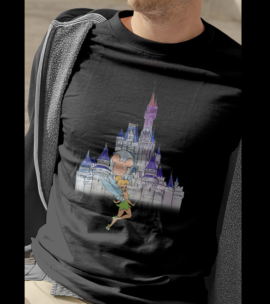 Tinker Bell At Disney Castle With Mickey Balloon T-Shirt
