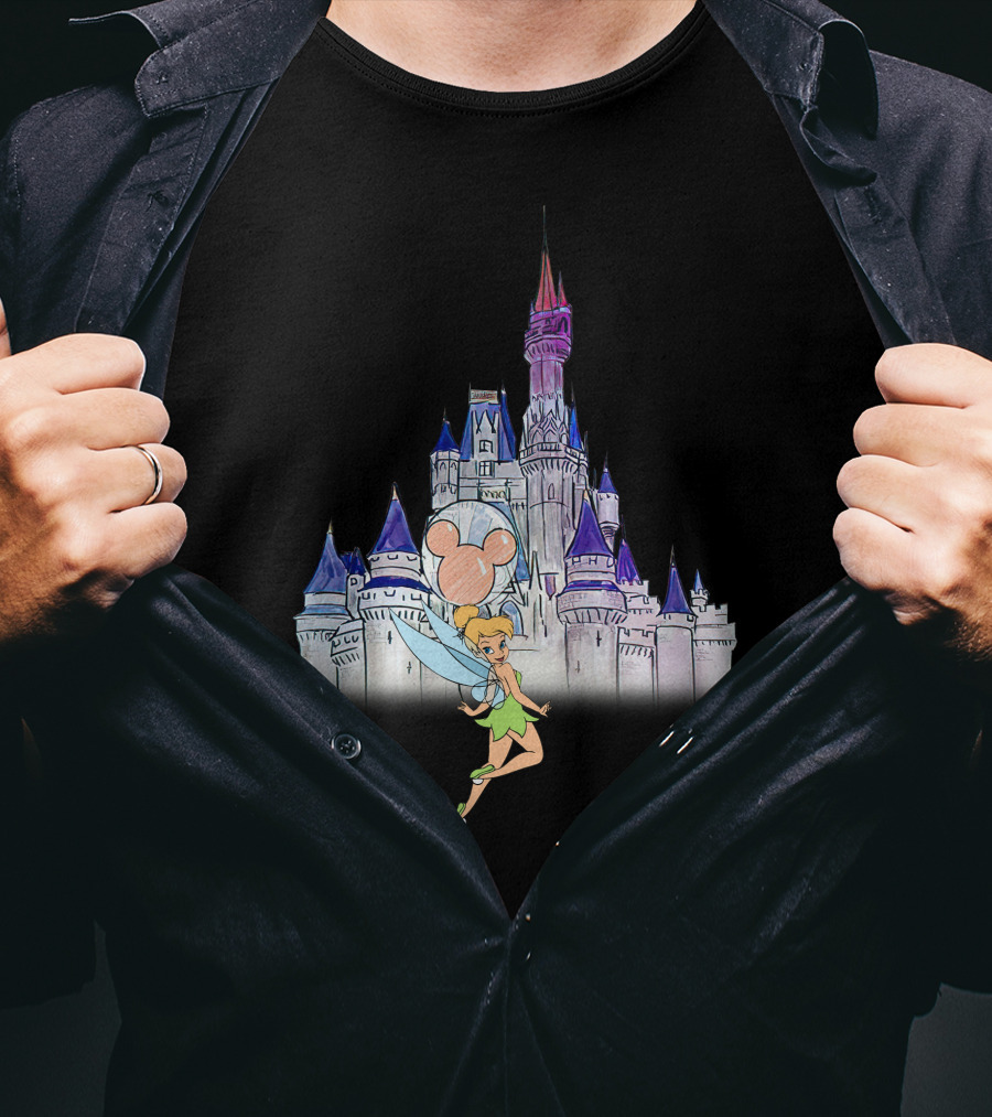 Tinker Bell At Disney Castle With Mickey Balloon T-Shirt