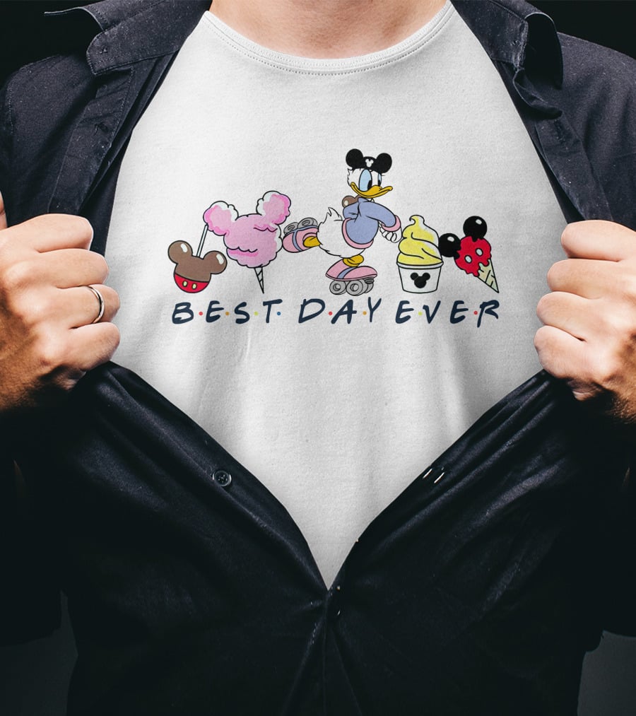 Best Day Ever Disney Donald Roller Skating Mickey Ears Treats T-Shirt