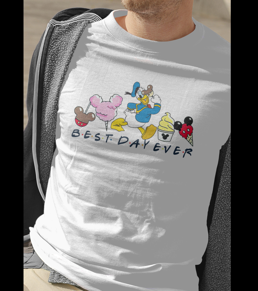 Best Day Ever Donald Duck Cotton Candy Ice Cream Mickey Pretzel T-Shirt