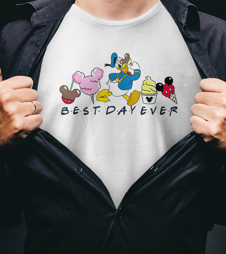 Best Day Ever Donald Duck Cotton Candy Ice Cream Mickey Pretzel T-Shirt