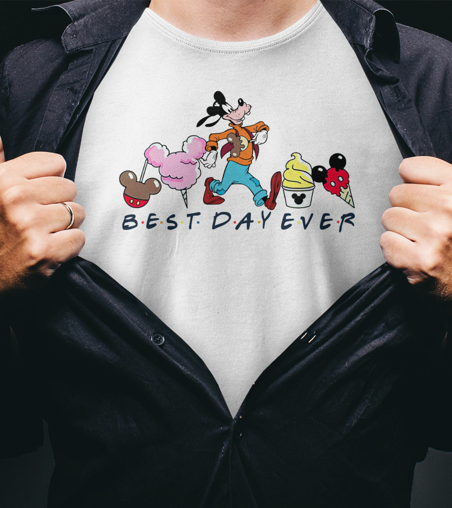 Goofy Best Day Ever Disney Mickey Ice Cream Cotton Candy T-Shirt