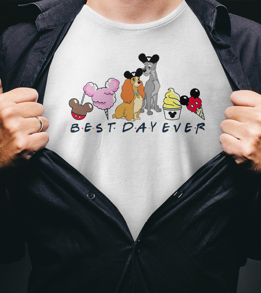 Lady And The Tramp Best Day Ever Mickey Ears Cupcake Ice Cream Cotton Candy T-Shirt