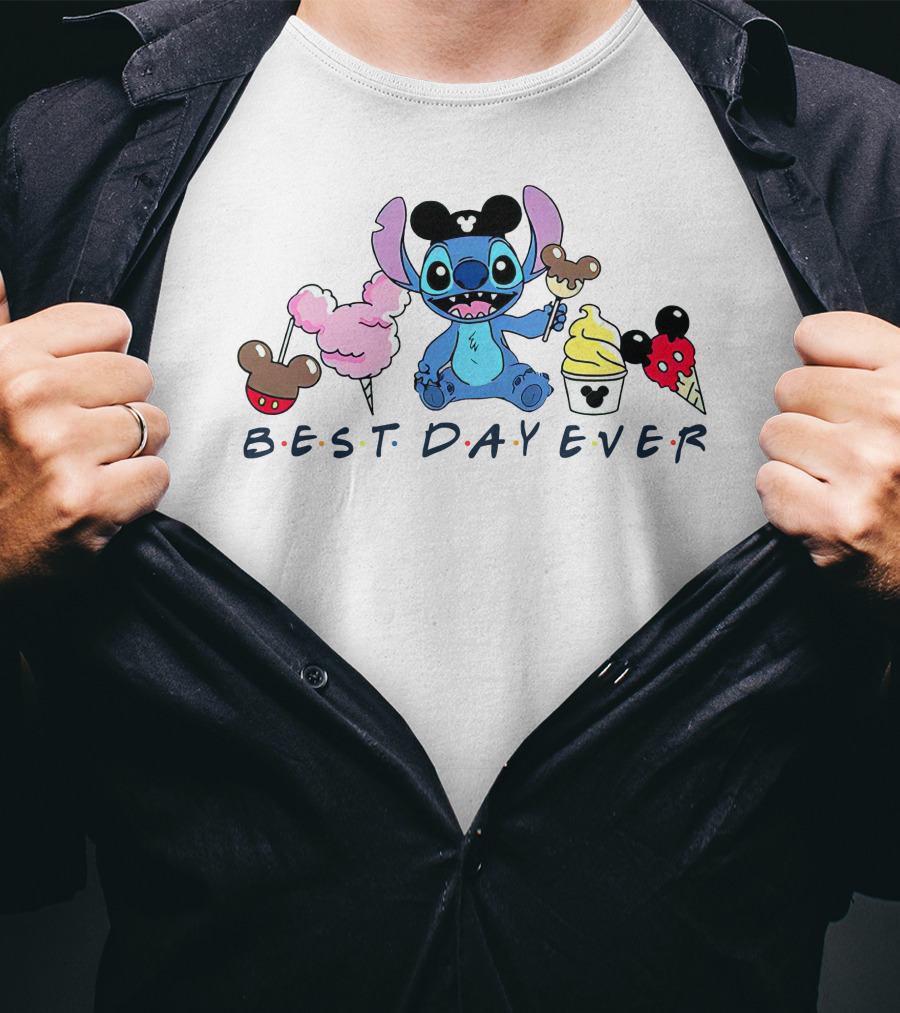 Stitch Best Day Ever With Theme Park Treats And Accessories T-Shirt