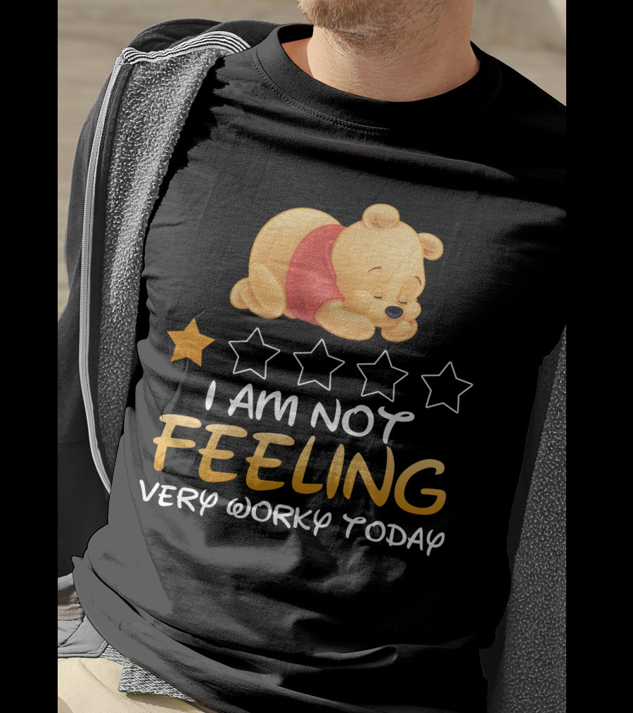 Pooh I Am Not Feeling Very Worky Today Sleeping Character Iconic Star T-Shirt