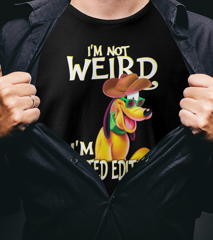 I'm Not Weird I'm Pluto Wearing Cowboy Hat And Sunglasses T-Shirt