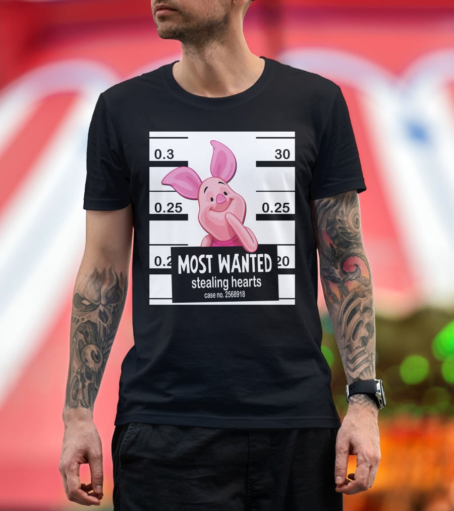 Most Wanted Piglet Stealing Hearts Mugshot Case No. 2568918 T-Shirt