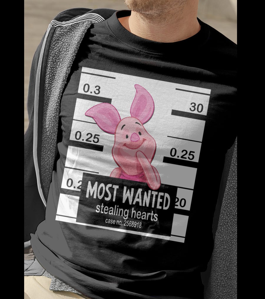 Most Wanted Piglet Stealing Hearts Mugshot Case No. 2568918 T-Shirt